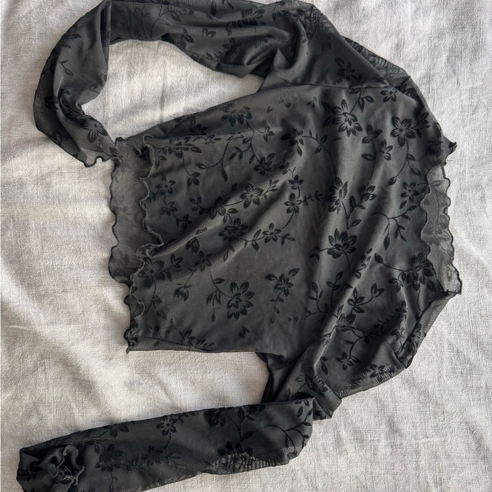 Floral Sheer Black Top